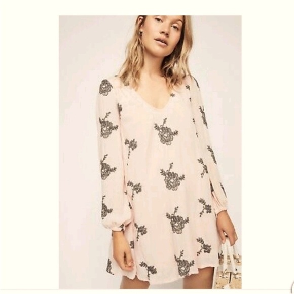 Free People Emma Pink Floral Embroidered Mini Dress - Picture 9 of 11